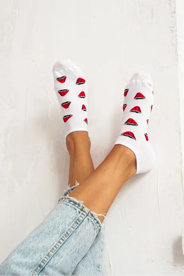 Milena Milena Women's Ankle Socks Watermelons White