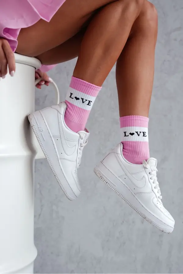 Milena Milena Womens Cotton Socks LOVE Pink