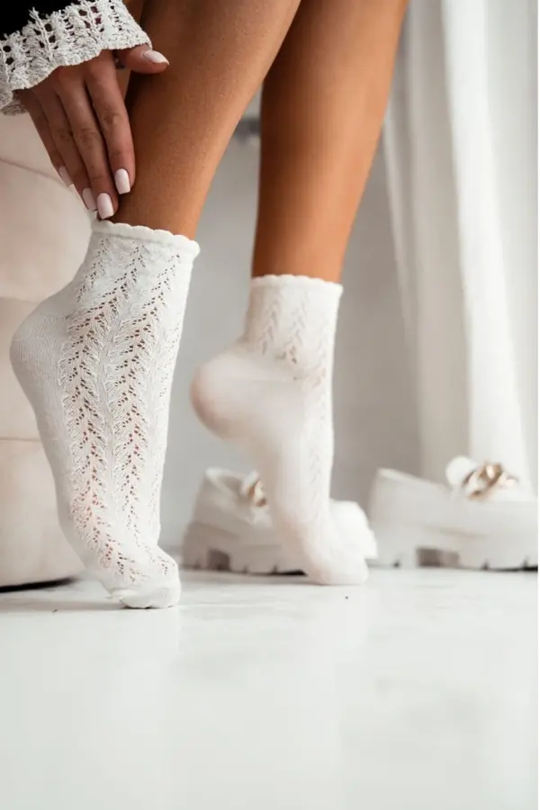 Milena Milena Women's Lace Socks Ecru