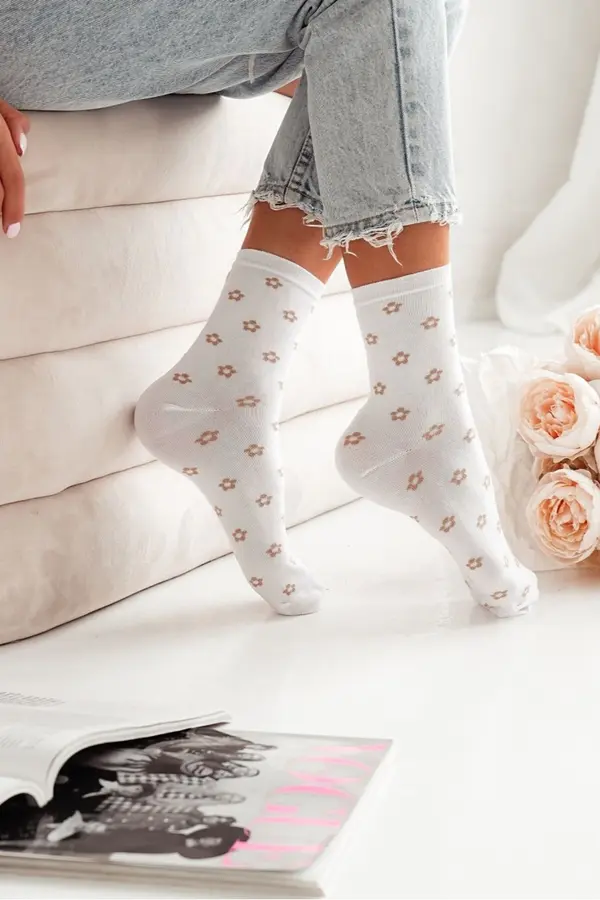 Milena Milena Women's Socks With Small Flowers White