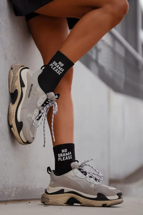 Milena Milena Women's Socks With The Text NO DRAMA PLEASE Black