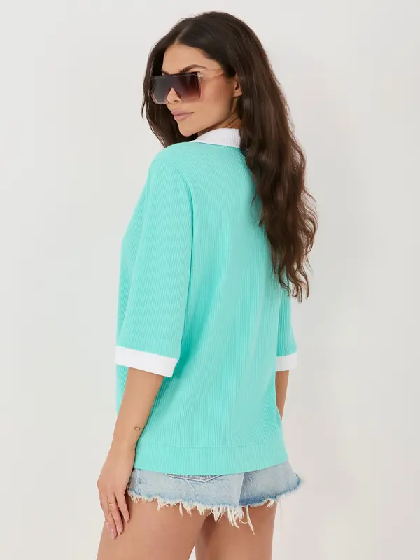 LAKERTA Mint bluza s ukrasnim gumbima