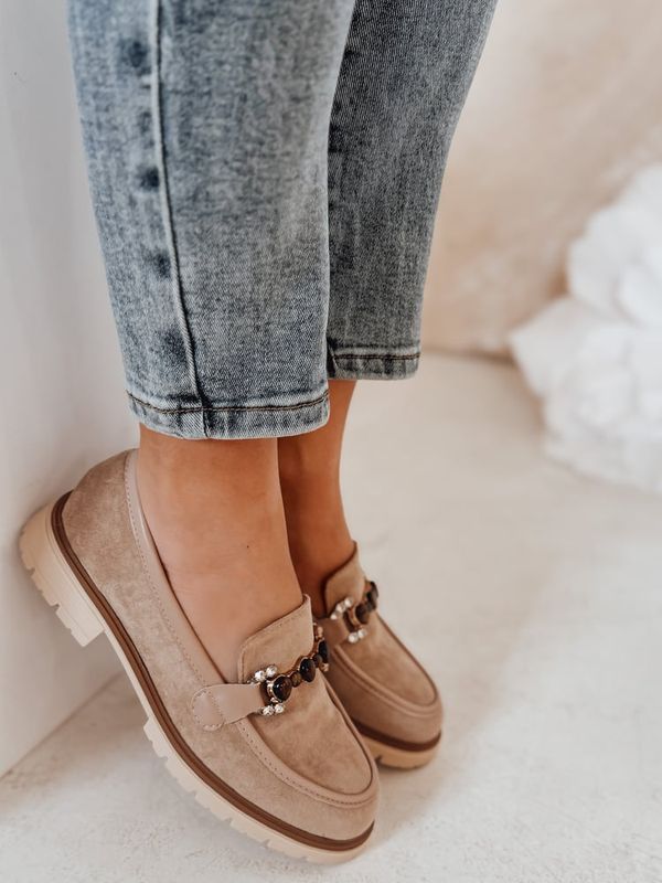 DStreet Mokasyny damskie na płaskiej podeszwie LOFINKA khaki Dstreet