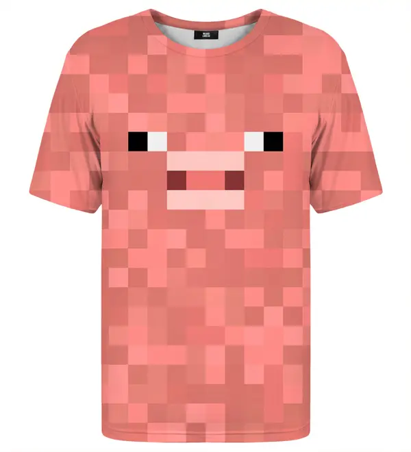 Mr. GUGU & Miss GO Mr. GUGU i Miss GO Unisex's Pixel Pig majica Tsh2355