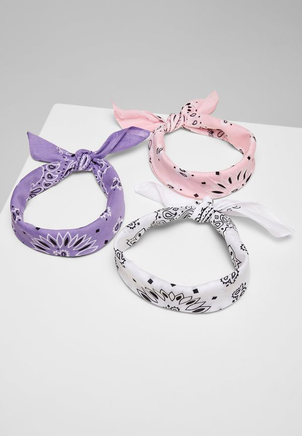 Urban Classics Accessoires Multicolor Bandana 3-Pack Purple+White+Pink