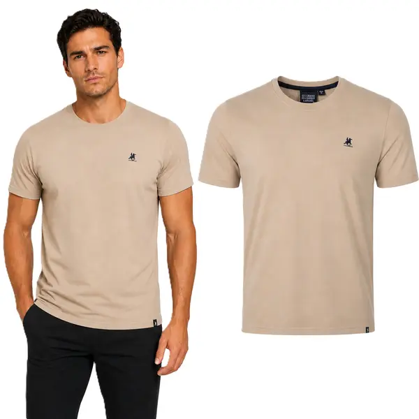 U.S. GRAND POLO EQUIPMENT & APPAREL Muška bež majica kratkih rukava s natpisom US Grand Polo