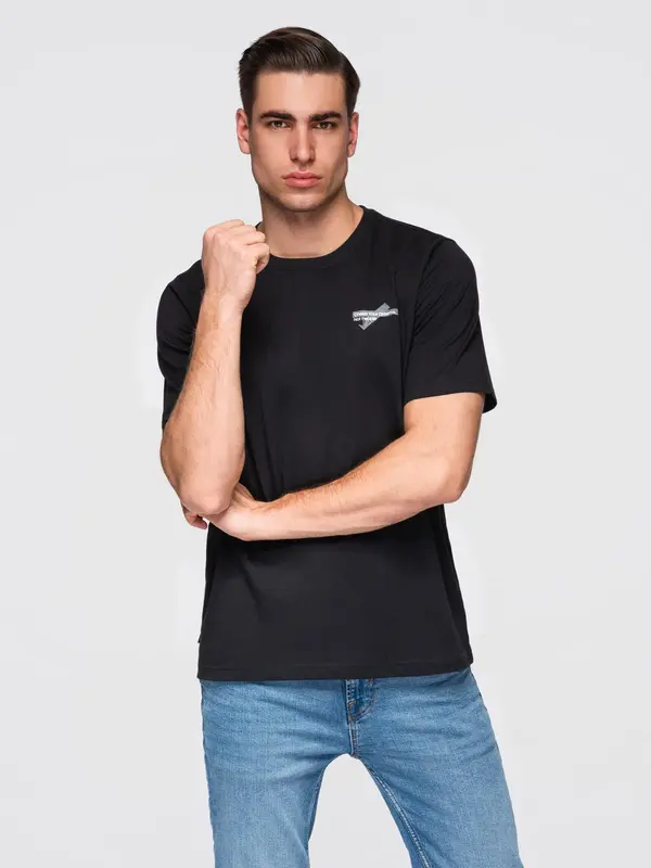 Ombre Muška crna Ombre majica s malim printom