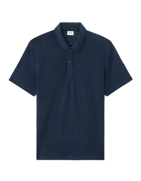 Celio Muška lanena polo majica Celio Nelimon