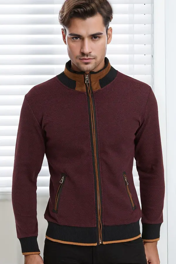 dewberry Muška majica Dewberry s točkicama bordo boje