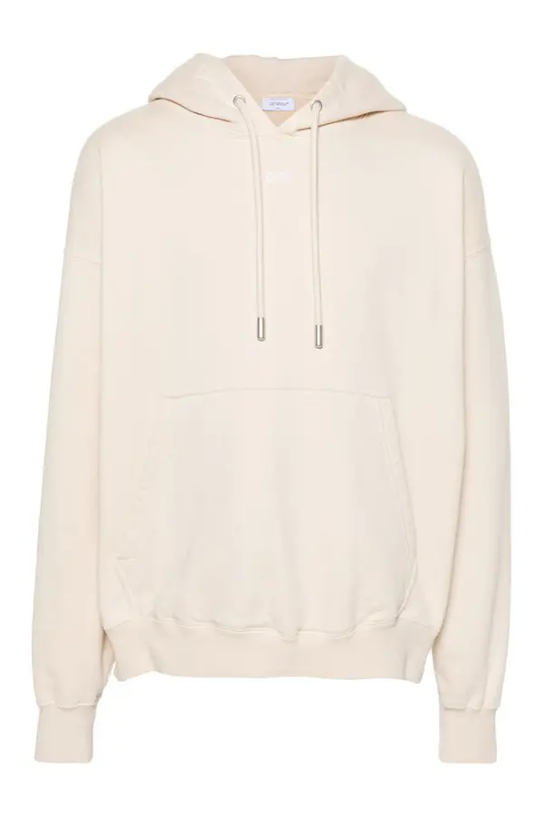 Off-White Muška majica s kapuljačom boje prljavo bijele