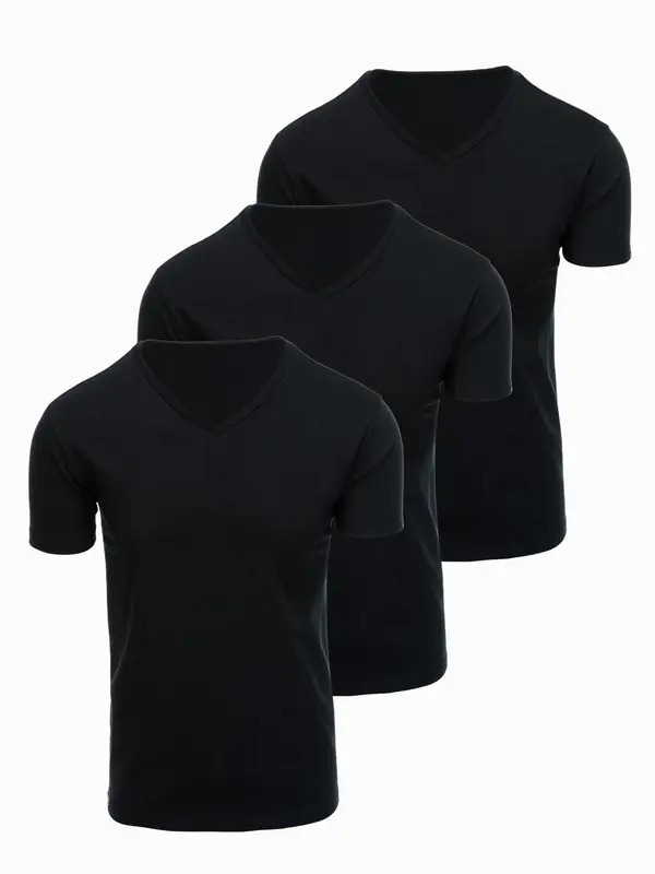Ombre Muška majica s V-izrezom Ombre BASIC - 3x crna