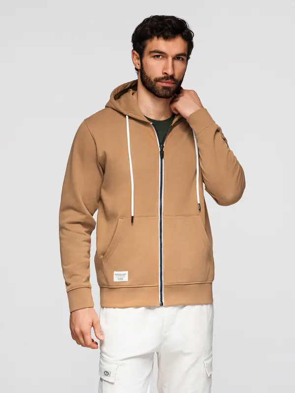 Ombre Muška Ombre BASIC majica s kapuljačom - smeđa