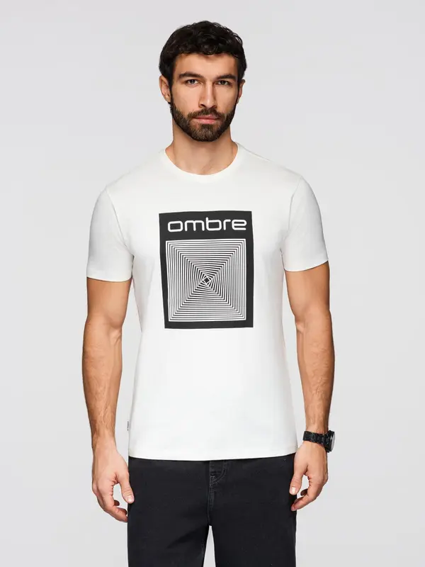 Ombre Muška ombre majica s geometrijskim uzorkom - bijela