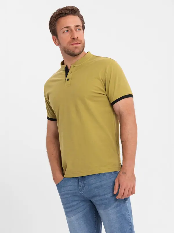 Ombre Muška ombre majica s henley ovratnikom