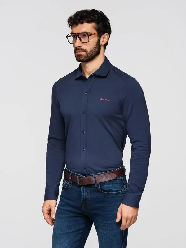 Ombre Muška Ombre REGULAR FIT košulja s džepom - siva