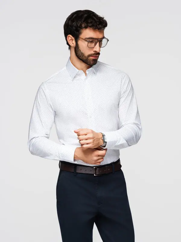 Ombre Muška Ombre REGULAR FIT košulja s džepom - siva
