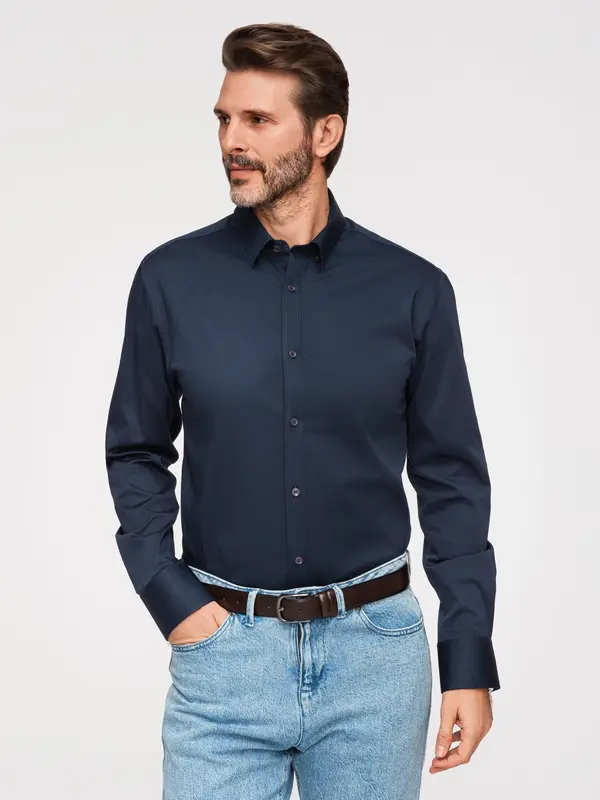 Ombre Muška Ombre SLIM FIT satenska košulja