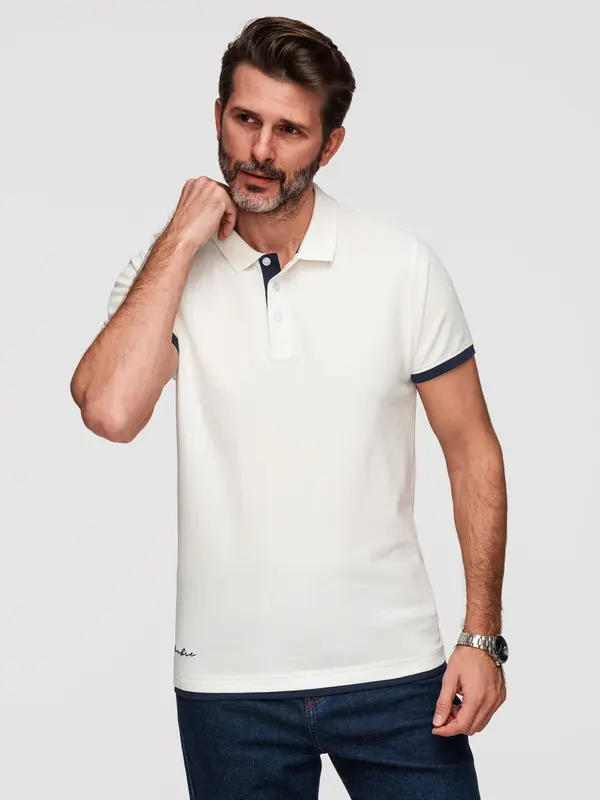 Ombre Muška pamučna polo majica Ombre - bijela
