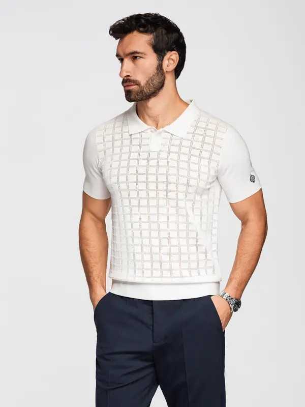 Ombre Muška polo majica od viskoze Ombre - bijela