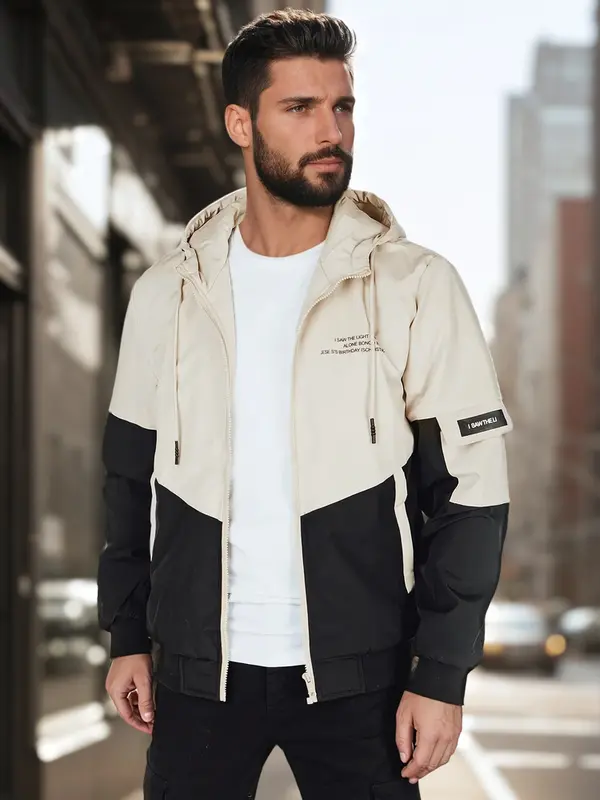 DStreet Muška prijelazna jakna s kapuljačom, bež boje