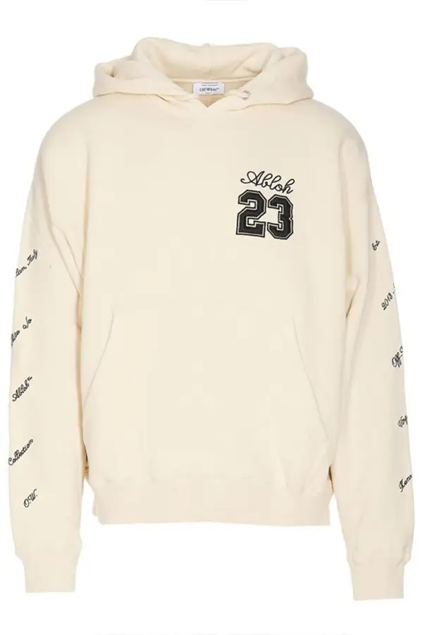 Off-White Muška prljavo bijela majica s kapuljačom