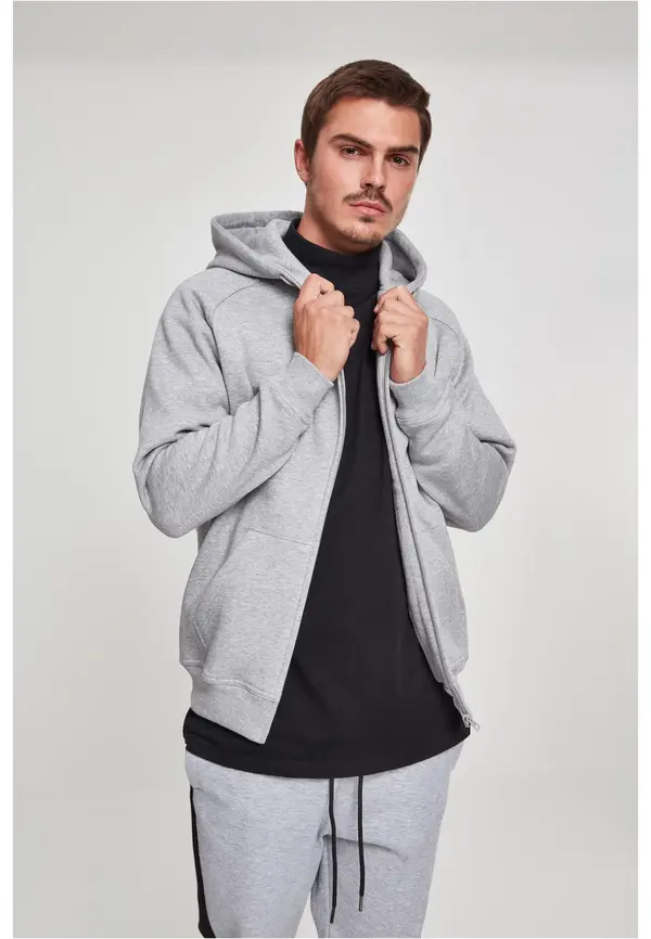 Urban Classics Muška siva majica s kapuljačom na patentni zatvarač
