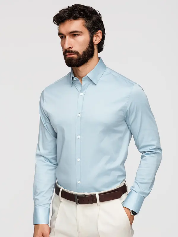 Ombre Muška slim fit košulja svilenkastog izgleda