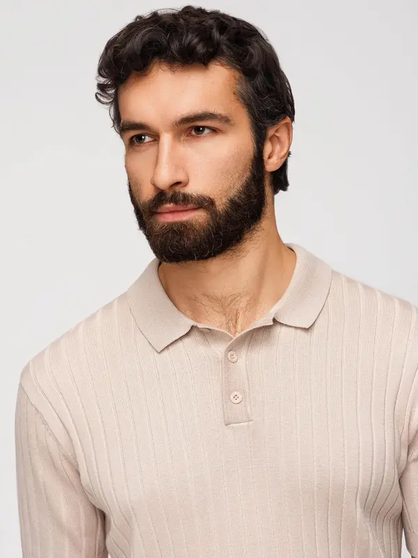 Ombre Muška SLIM FIT polo majica od viskoze - bež
