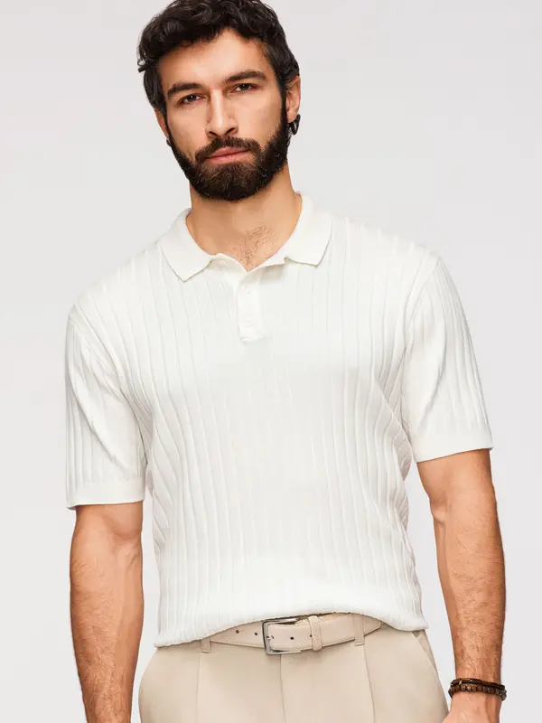 Ombre Muška SLIM FIT polo majica s prugama od viskoze, Ombre