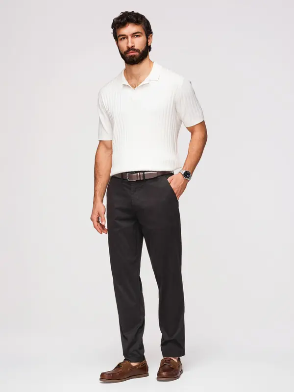 Ombre Muške ombre chino hlače REGULAR FIT - crne