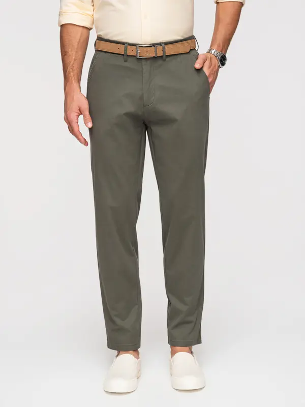 Ombre Muške ombre chino hlače REGULAR FIT - kaki