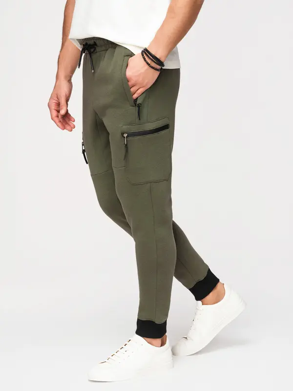 Ombre Muške ombre jogger trenirke s džepovima - maslinastozelene