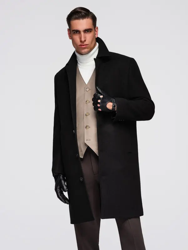 Ombre Muški crni kaput s ovratnikom