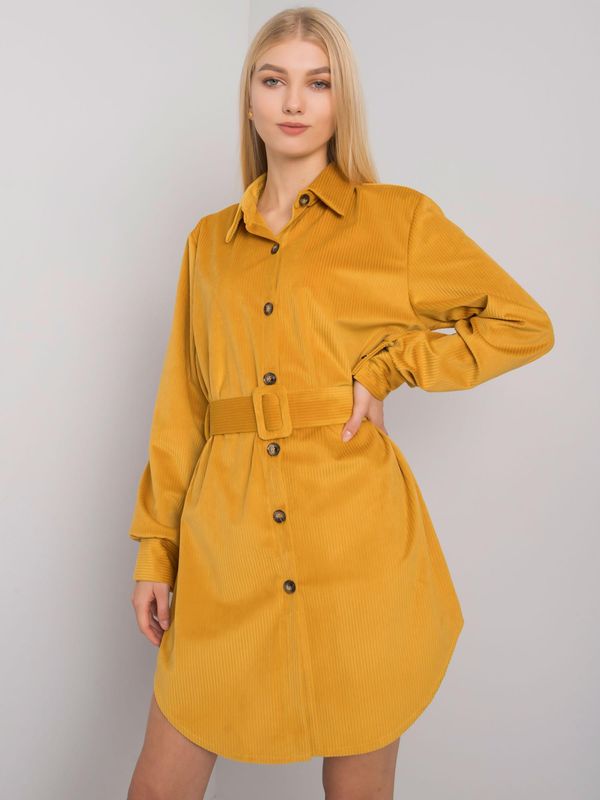 Fashionhunters Mustard dress with buttons