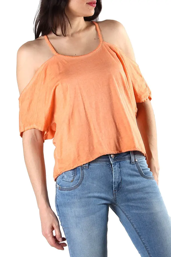 Sexy Woman Narančasti top s otvorenim ramenima
