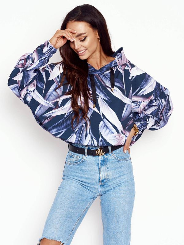 Cocomore Navy blue oversize hoodie Cocomore floral prints