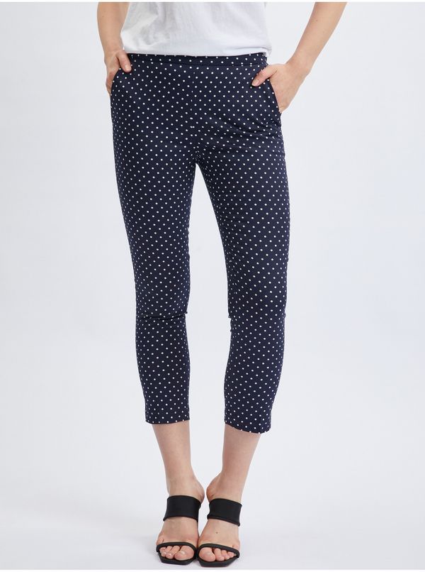 Orsay Navy blue women's three-quarter polka dot trousers ORSAY
