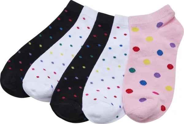 Urban Classics No Show Socks Rainbow Dots 5-Pack White/Black/Hibiskuspink