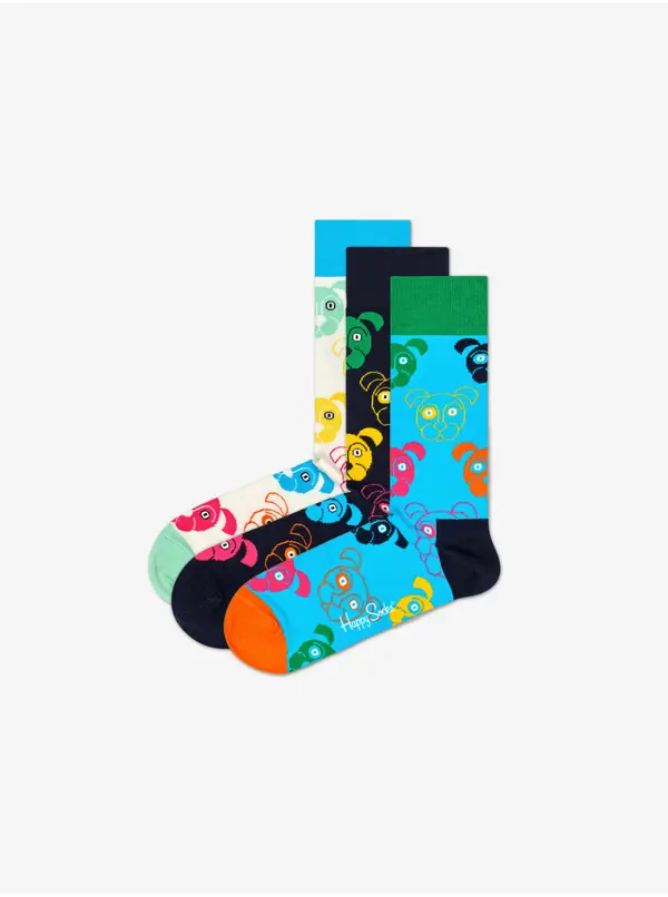 Happy Socks Nogavice - Happy Socks 3-Pack Mixed Dog Socks Gift Set Višebojna