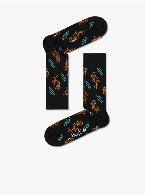 Happy Socks Nogavice - Happy Socks Flamingo Sock Black Crna