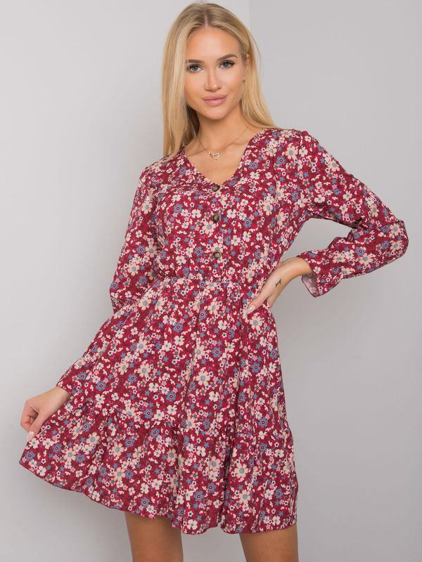 Fashionhunters OH BELLA Burgundy floral dress