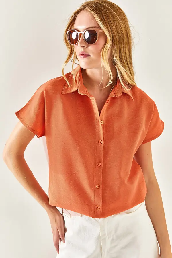 Olalook Olalook Women's Onion Skin Bat Oversize Linen Shirt