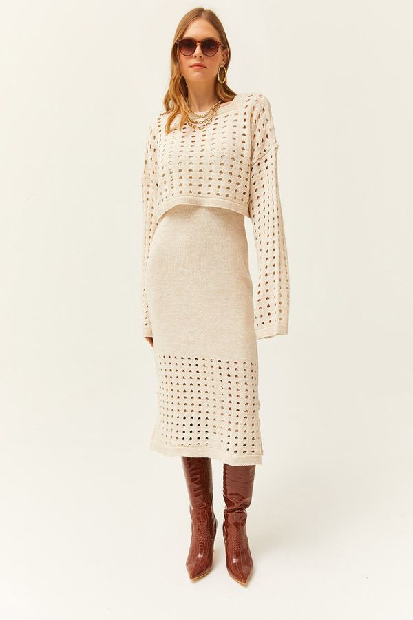 Olalook Olalook Women's Stone Top Openwork Sweater Bottom Openwork Dress Knitwear Suit
