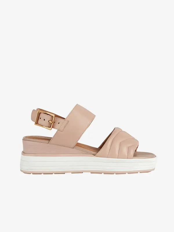GEOX Old pink women's leather sandals with wedges Geox Rosita
