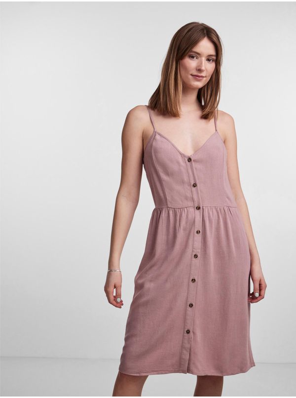 Pieces Old Rose Women's Dress with Linen Blend Pieces Vinsty - Women's