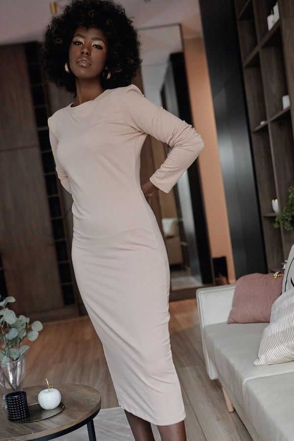 FASARDI Olovka haljina s dekolteom na leđima, bež