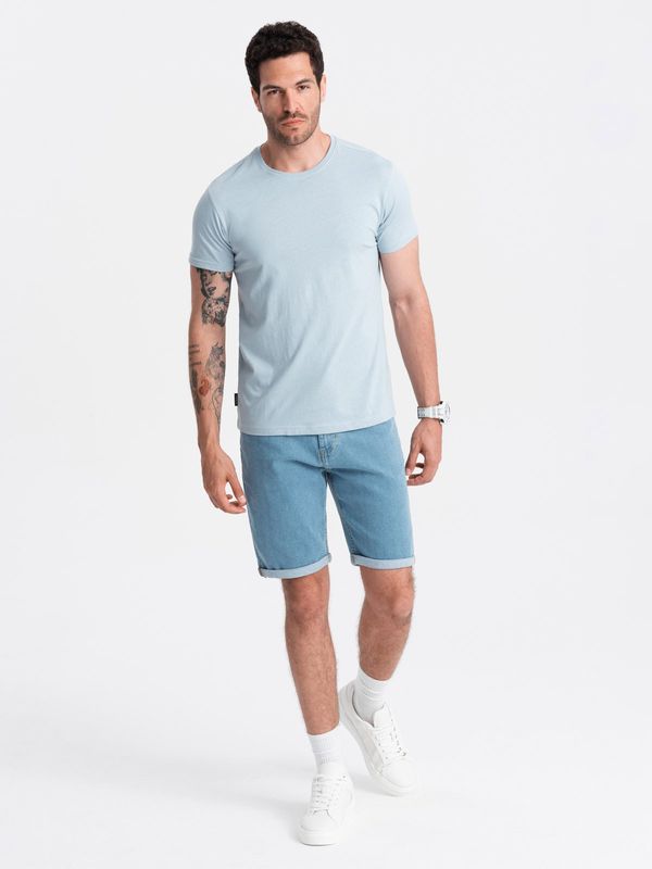 Ombre Ombre BASIC men's classic cotton T-shirt - light blue