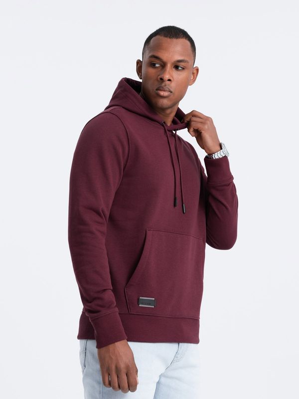 Ombre Ombre BASIC men's cotton sweatshirt kangaroo hoodie - maroon