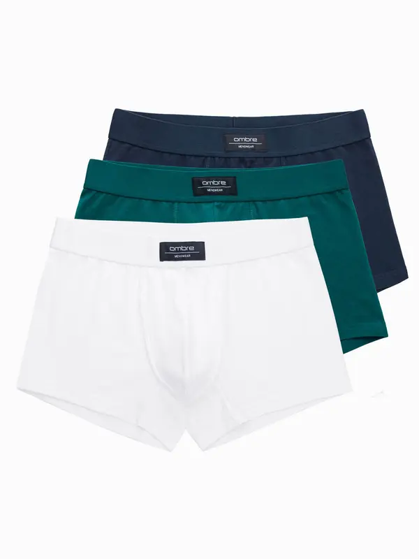 Ombre Ombre BASIC men's single color matching boxer shorts with elastane - 3 pack mix OM-UNBB