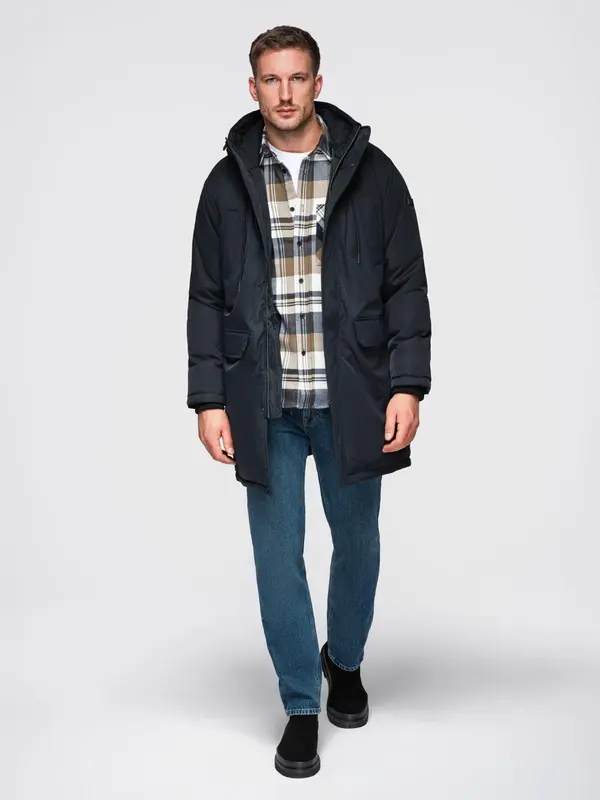 Ombre Ombre Classic long men's parka jacket - black